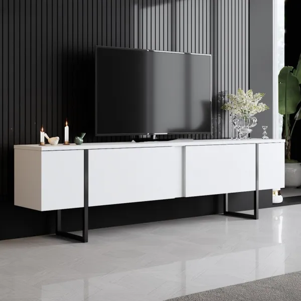 Living Room Furniture Set Luxe Set - White, Black