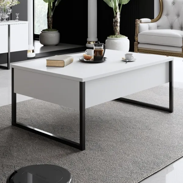 Living Room Furniture Set Luxe Set - White, Black