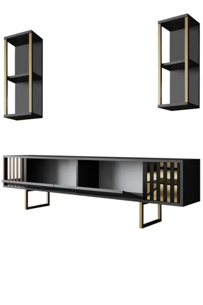 Kalune Design Sada nábytku do obývacího pokoje Gold Line antracit/zlatá