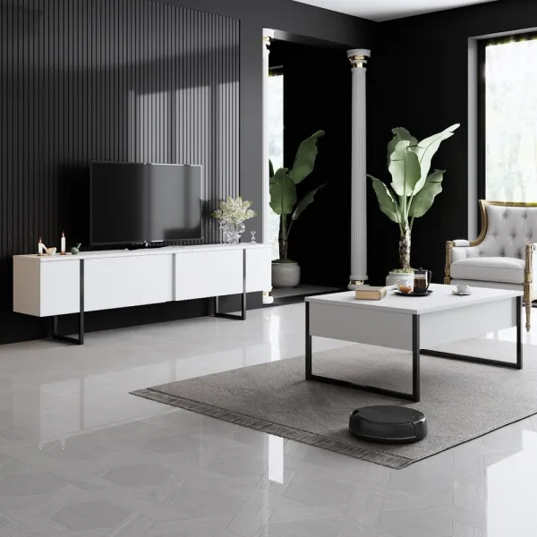 TV stolík Luxe - White, Black