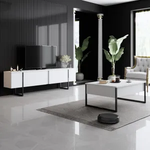 TV stolík Luxe - White, Black