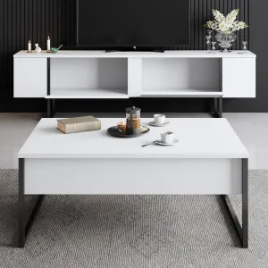Living Room Furniture Set Luxe Set - White, Black