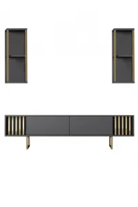Kalune Design Sada nábytku do obývacího pokoje Gold Line antracit/zlatá