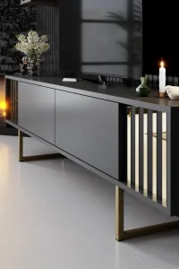 Kalune Design Sada nábytku do obývacího pokoje Gold Line antracit/zlatá