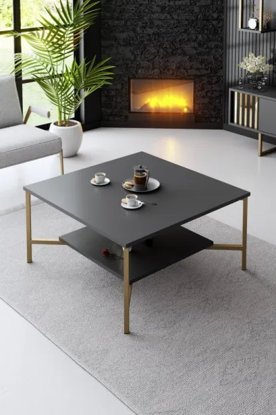 Kalune Design Sada nábytku do obývacího pokoje Gold Line antracit/zlatá