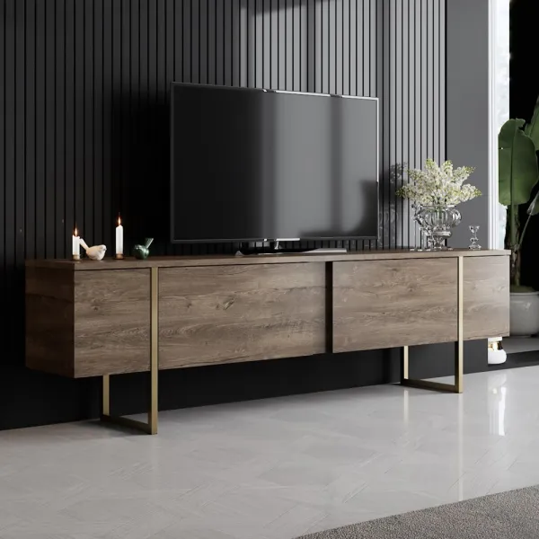 Kalune Design Sada nábytku do obývacího pokoje Luxe ořech/zlatá II