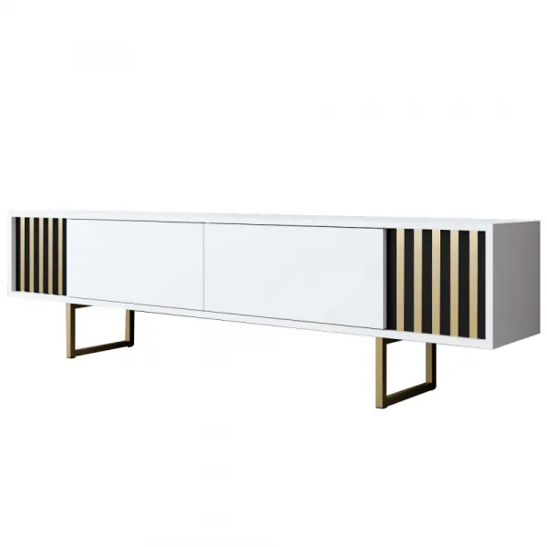 TV stolík Gold Line - White, Gold