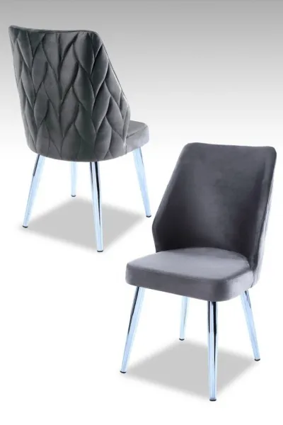 Súprava stoličiek (2 kusy) Pufi - Grey, Chrome