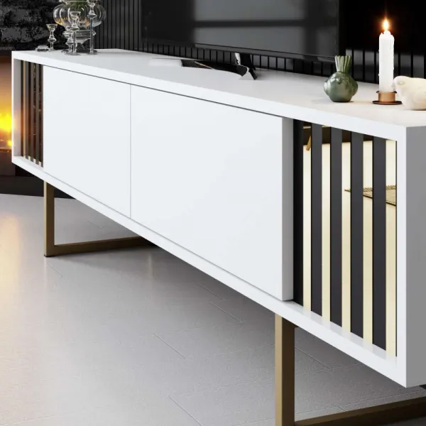 TV stolík Gold Line - White, Gold