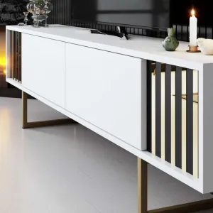 TV stolík Gold Line - White, Gold