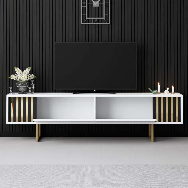 TV stolík Gold Line - White, Gold