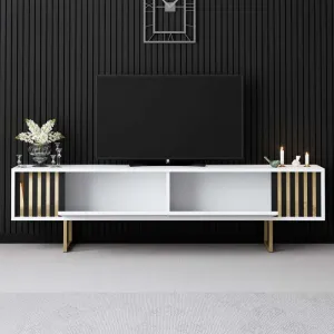 TV stolík Gold Line - White, Gold