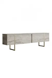 TV stolík Luxe - Travertine, Gold