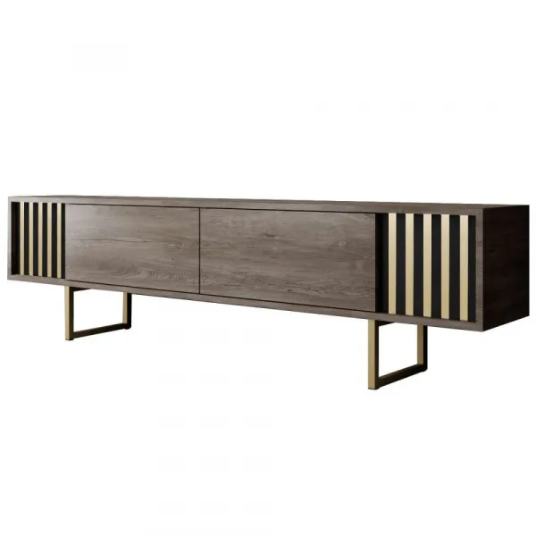 TV stolík Gold Line - Walnut, Black