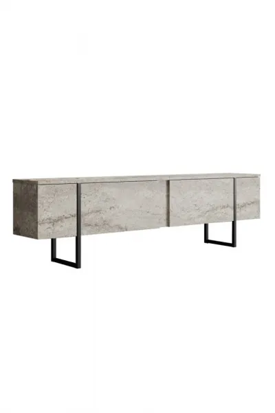 TV stolík Luxe - Travertine, Black