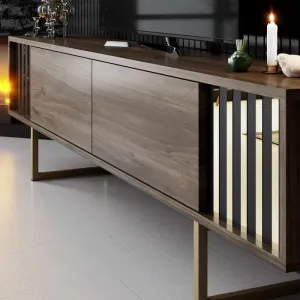 TV stolík Gold Line - Walnut, Black