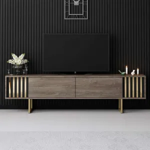 TV stolík Gold Line - Walnut, Black
