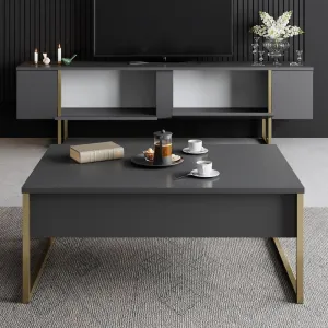 Kalune Design Sada nábytku do obývacího pokoje Luxe antracit/zlatá II