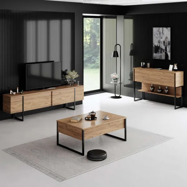 TV stolík Luxe - Atlantic Pine, Black