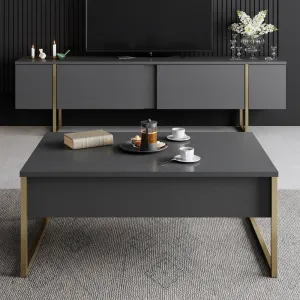Kalune Design Sada nábytku do obývacího pokoje Luxe antracit/zlatá II
