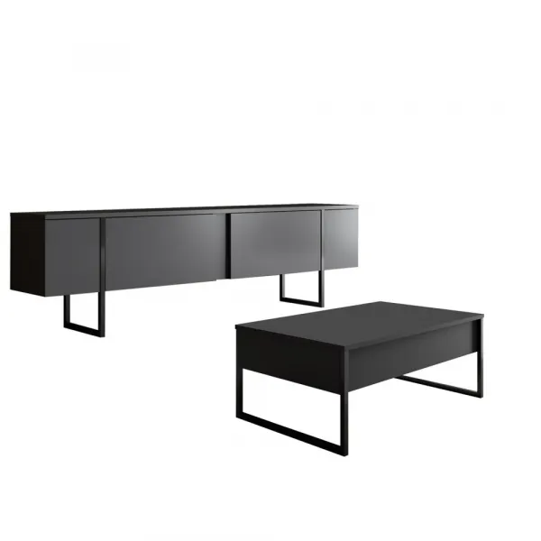 Kalune Design Sada nábytku do obývacího pokoje Luxe antracit/černá II