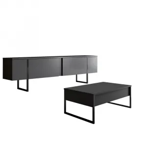Kalune Design Sada nábytku do obývacího pokoje Luxe antracit/černá II