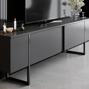 Kalune Design Sada nábytku do obývacího pokoje Luxe antracit/černá II