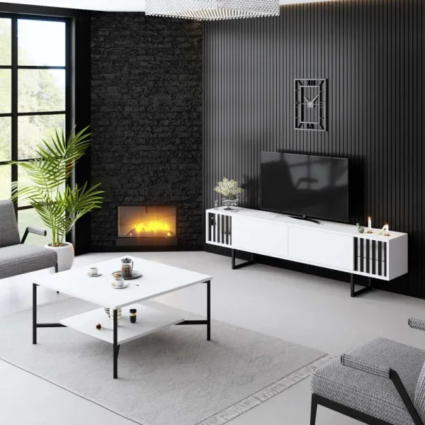 TV stolík Chrome Line - White, Black