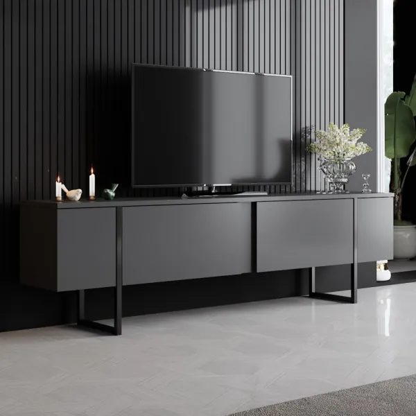 Kalune Design Sada nábytku do obývacího pokoje Luxe antracit/černá II