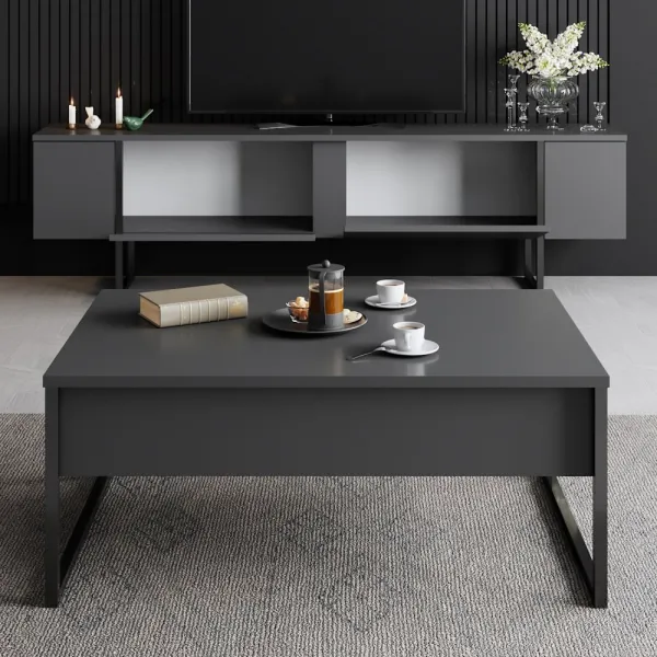 TV stolík Luxe - Anthracite, Black