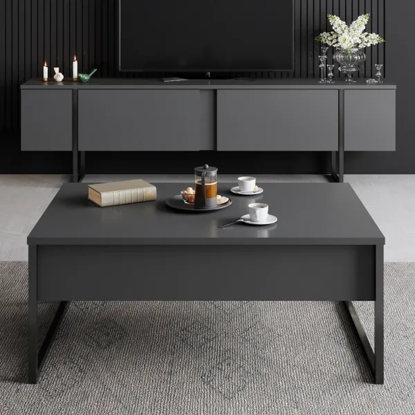 TV stolík Luxe - Anthracite, Black