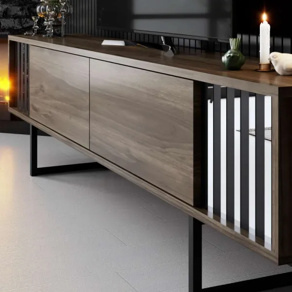 TV stolík Chrome Line - Walnut, Black