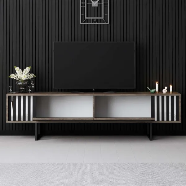 TV stolík Chrome Line - Walnut, Black