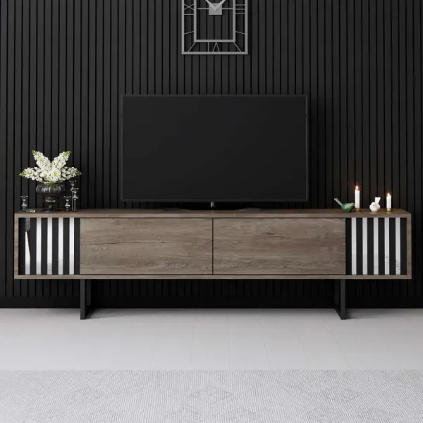 TV stolík Chrome Line - Walnut, Black