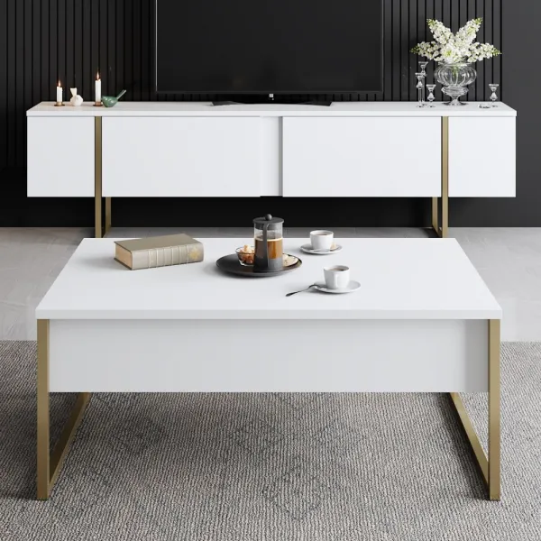 Konferenčný stolík Luxe - White, Gold