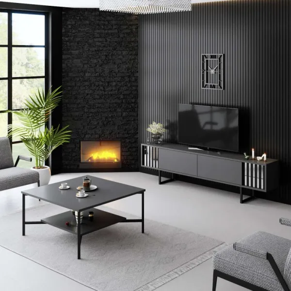 TV stolík Chrome Line - Anthracite, Black