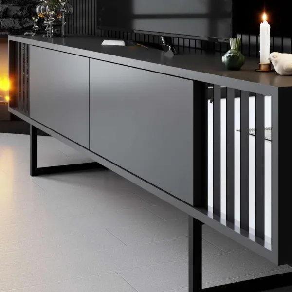 TV stolík Chrome Line - Anthracite, Black