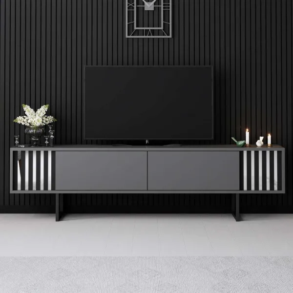 TV stolík Chrome Line - Anthracite, Black