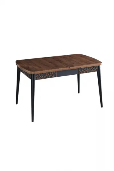 Extendable Dining Table Amalfi Motif - Walnut, Black