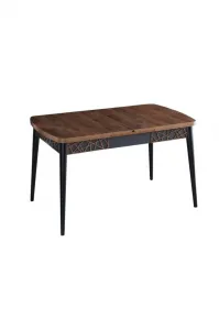 Extendable Dining Table Amalfi Motif - Walnut, Black