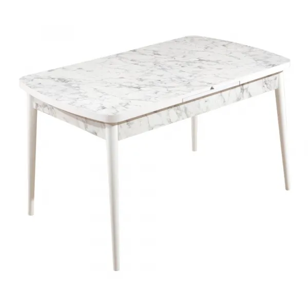 Extendable Dining Table Carrara - White, Grey