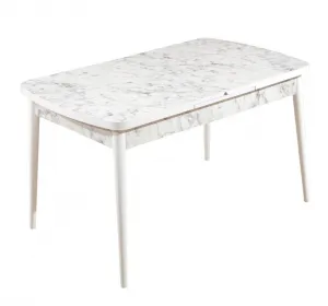 Extendable Dining Table Carrara - White, Grey