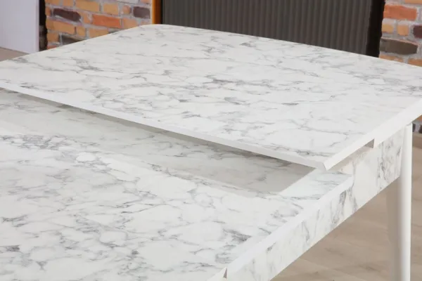 Extendable Dining Table Carrara - White, Grey