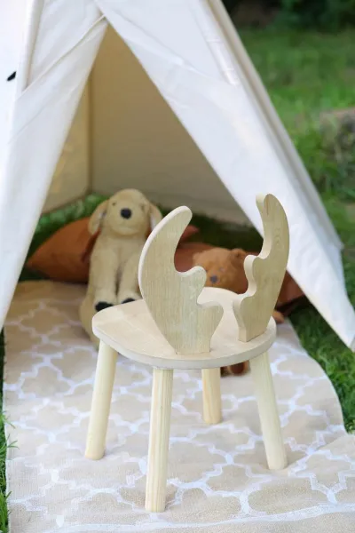 Kid's Table Set Deer One Chair Set - Brown
