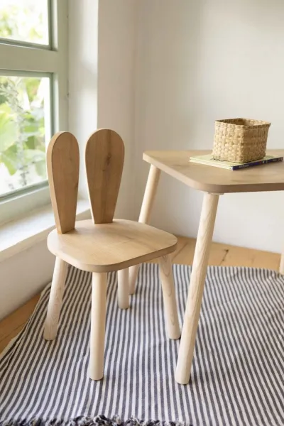 Detská súprava stolíka a stoličky Bunny One Chair Set - Brown