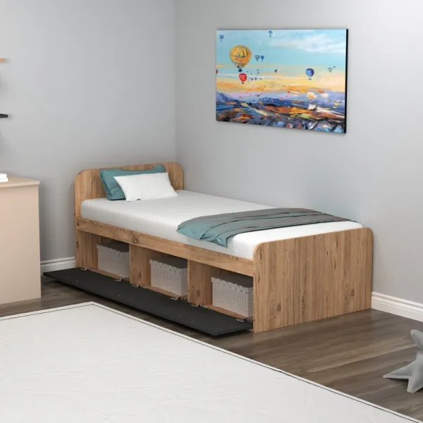 Rám jednolôžkovej postele Akser - Atlantic Pine, Anthracite