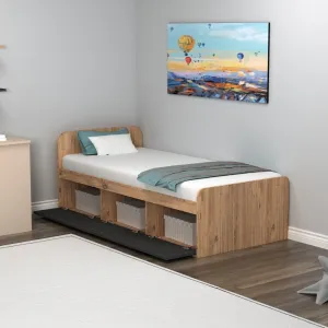 Rám jednolôžkovej postele Akser - Atlantic Pine, Anthracite
