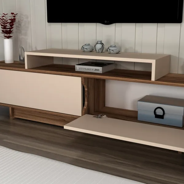 TV stolík Grasyas - Light Walnut, Beige