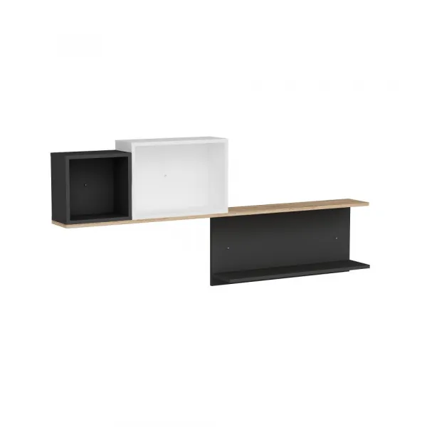 Nástenná polica Akser - Atlantic Pine, Anthracite White