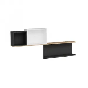 Nástenná polica Akser - Atlantic Pine, Anthracite White